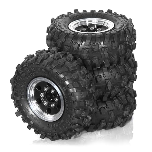 REDSPIDER 1.0 Beadlock Wheels and Tires（4pcs）1.0 Crawler Tires 51*20mm 1.0 Wheel color and style are optional 1/18 1/24 RC Crawler Tires for SCX24 TRX4M FMS FCX24 FCX18 AX24 ﻿ (Black（circular hole）) - color: Black（circular Hole）