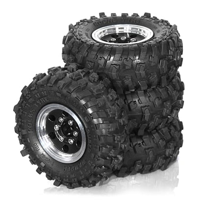 REDSPIDER 1.0 Beadlock Wheels and Tires（4pcs）1.0 Crawler Tires 51*20mm 1.0 Wheel color and style are optional 1/18 1/24 RC Crawler Tires for SCX24 TRX4M FMS FCX24 FCX18 AX24 ﻿ (Black（circular hole）) - color: Black（circular Hole）