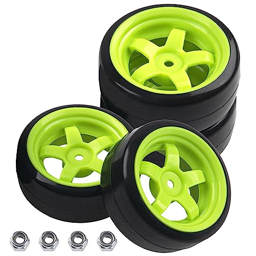 5-Spoke Hard Plastic Wheel Rims & Plastic Tires 12mm Hex & 1/10 RC Drift Tire Hard Plastic Tires & 12mm Hex Hub Wheel Rims