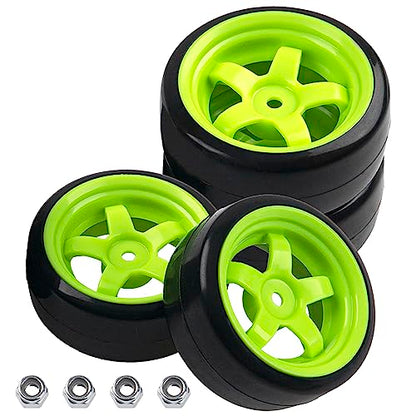 5-Spoke Hard Plastic Wheel Rims & Plastic Tires 12mm Hex & 1/10 RC Drift Tire Hard Plastic Tires & 12mm Hex Hub Wheel Rims