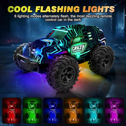 BLUEJAY 2.4GHz High Speed RC Car, Offroad Monster Hobby Racing Car with LED Colorful Bodylight and Rechargeable Battery, Kids Toy Gifts 3-8 Years - color: Blue