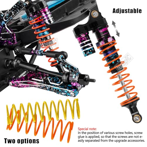 Upgrades Part Front Rear Assembled Full Metal Shocks Aluminum Big Bore RC Shocks Absorber Damper for 1/10 Slash/Rustler/Stampede/Bandit 4X4 4WD 2WD(VXL).colour(4PCS) - color: colour(4PCS)