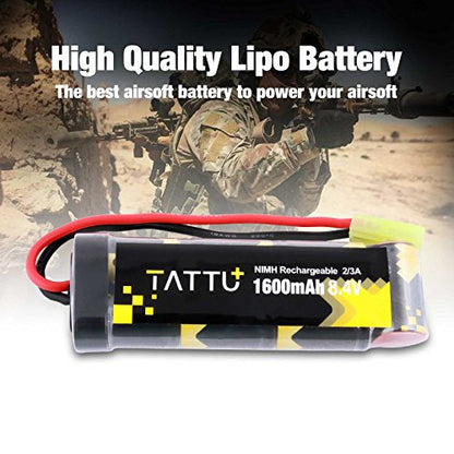 TATTU 8.4V 1600mAh NiMH Flat Battery Pack with Mini TMY Female Connector Assembled with 16G Wire