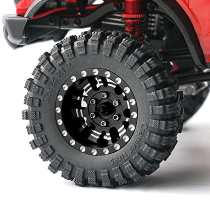 OGRC 1.3" Aluminum Wheels and All Terrain Tires for 1/18 1/24 RC Upgrade | 7mm Hex, Super Soft Compound Tires, for TRX4M SCX24 RC Carwler Car, Black - color: Black