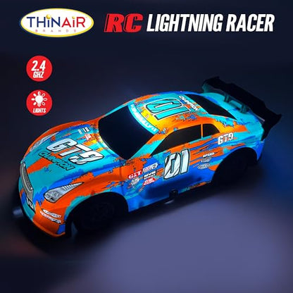Nature Bound RC Lightning Racer - High-Speed, Light Up Chassis, Radio Controlled Race Car, 1:40 Scale, Blue - color: Blue
