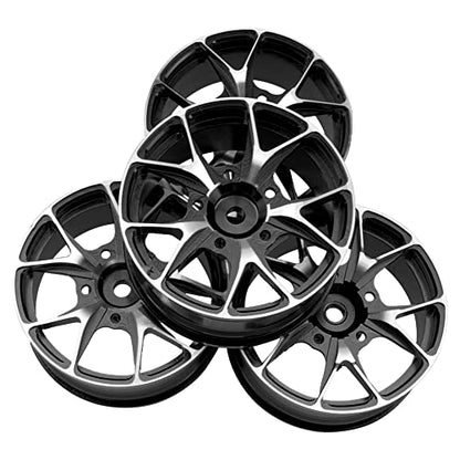 ShareGoo Metal Wheel Rims - 12mm Hex Hubs, 1/10 RC Drift On-Road Racing Touring Wheel Rims, Compatible with HSP, Tamiya, Kyosho, RedCat, Sakura, WLtoys, Universal 1/10 RC Scales (Black) - color: Black