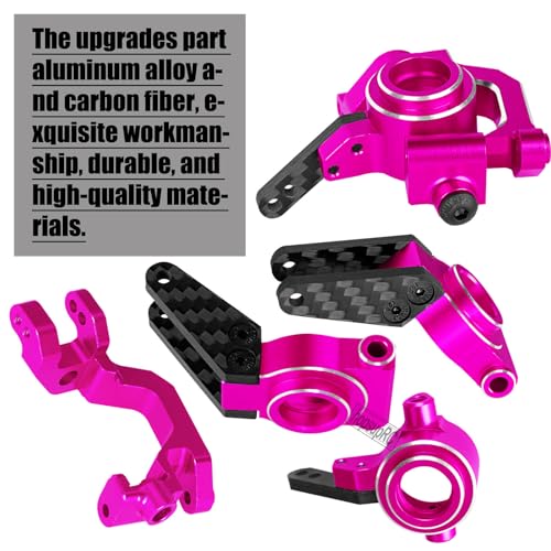 RC Carbon Fibre Front Rear Suspension Arms Rear Hubs Front Steering Block Knuckles & C-Hubs Caster Blocks Upgrades Parts for 1/10 Senton/Granite/Vorteks3S Blx & Mega 550 RC Car.Pink - color: Pink(for 1/10)