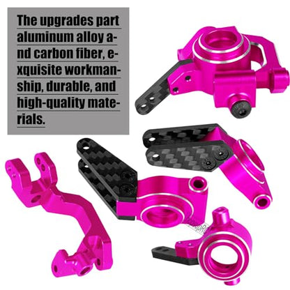 RC Carbon Fibre Front Rear Suspension Arms Rear Hubs Front Steering Block Knuckles & C-Hubs Caster Blocks Upgrades Parts for 1/10 Senton/Granite/Vorteks3S Blx & Mega 550 RC Car.Pink - color: Pink(for 1/10)