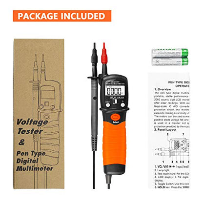 Digital Pen Multimeter AC DC 600V Voltmeter, 60M Ohm Resistance Meter, with Backlit Screen, Continuity Test Auto Power Off Electric DMM Tester BT-38B - color: BT-38B (2000 Counts)