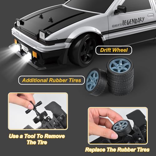 Mostop Remote Control Car 1:16 RC Drift Car with Spraying, 2 Batteries, LED Lights, 18KM/H High Speed RC Car for Drifting and Racing, RC Sport Racing Cars Model Vehicles for Kids Boys Birthday Gift