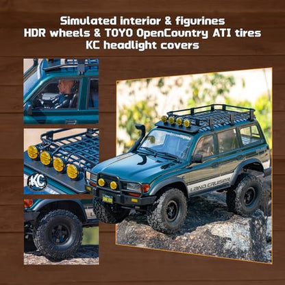 FMS 1/10 LC80 Brushless RC Crawler, FCX10 Toyota & OVR RC Rock Crawler with Lighting and Two-Speed, Hobby Grade Offroad RC Car for Adults, RS (Green)
