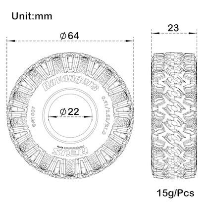 MEUS RACING 1.0 Tires - MS6 Ravangers Tires for TRX4M SCX24 FCX24 AX24 1/24 1/18 RC Crawler, 0.91/2.52/R1.0, #M1007 - size: M1007
