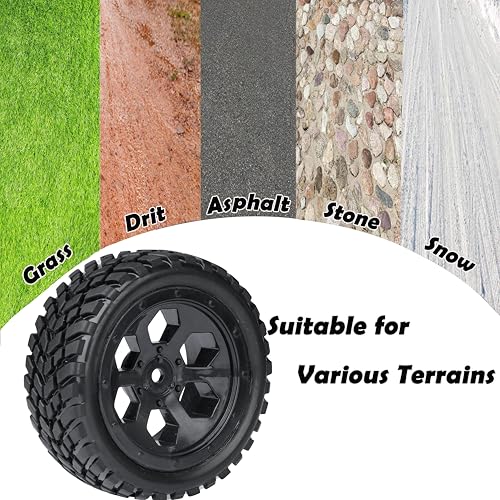 12mm Hex RC Wheels and Tires for Hyper Go H16BM H14BM Tires and Wheels 1/14 1/16 with Foam Inserts for Traxxas Wltoys 144001 etc 1/18 RC Car Street Tires Wheels Preglued