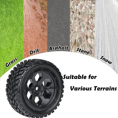 12mm Hex RC Wheels and Tires for Hyper Go H16BM H14BM Tires and Wheels 1/14 1/16 with Foam Inserts for Traxxas Wltoys 144001 etc 1/18 RC Car Street Tires Wheels Preglued