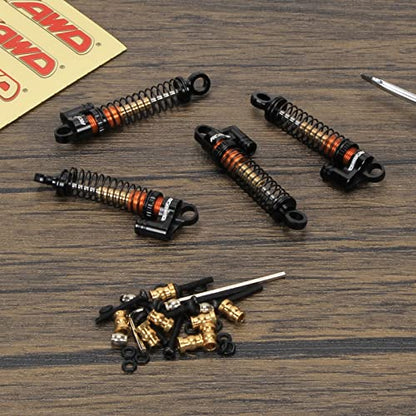 RCAWD RC Shocks Parts for FMS EAZYRC ROC HOBBY FCX24 1/24 & 1/18 Crawlers Upgrades, Front & Rear Shock Absorber Damper Aluminum Adjustable #C3002 Black - color: Black