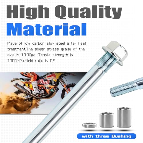 Mokuo 12mm 220mm Front Rear Axle with Bushing 5mm 20mm 30mm Fit for Pit Dirt Bike Moped Scooter QUAD ATV Mini Bike Parts - size: 12-220