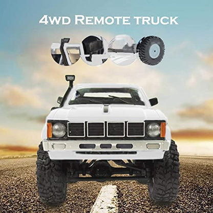 RC Crawler 1/16 4x4 Remote Control Offroad Pickup Truck for Adults - color: White