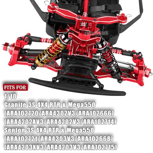 RC Upgrades Part for 1/10 Granite/Senton 3S & Mega550,Shock,A-Arm,Caster Block,Steering Blocks,Stub Axle Carriers,Links,Gearbox,Center Driveshaft Axles,Support,25T Spline,Steering,Red - color: Red - (Upgrades Part)