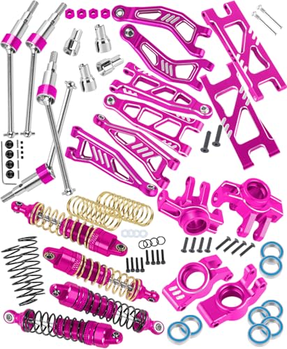 RC Upgrades Part for 1/18 Granite GROM MEGA 380,Front Rear Shock Absorber,Driveshafts CVD,Suspension Arms,Front Steering Block Knuckles & C-Hubs Caster Blocks & Rear Hubs,Pink - color: Pink(1set)