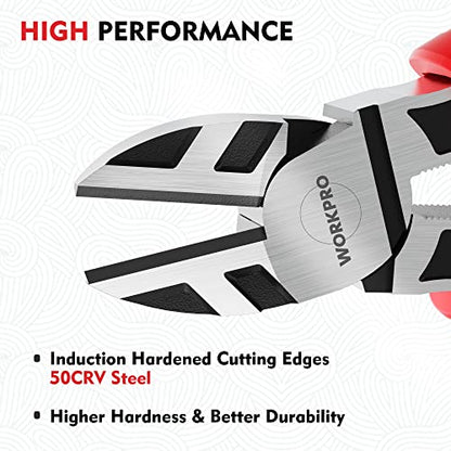 WORKPRO 6” Wire Cutters Heavy Duty CRV Steel, Diagonal Pliers for Cutting Wires Craft, Comfort Grip Handle - style: 6-inch