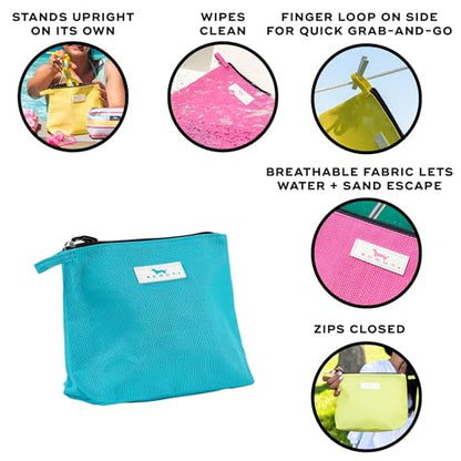 SCOUT Go Getter Pouch- Water-Resistant, Toiletry Bag - Pool | Features a convenient finger loop and zips closed. Folds flat, and easily wipes clean. Perfect for the beach and pool - color: Pool
