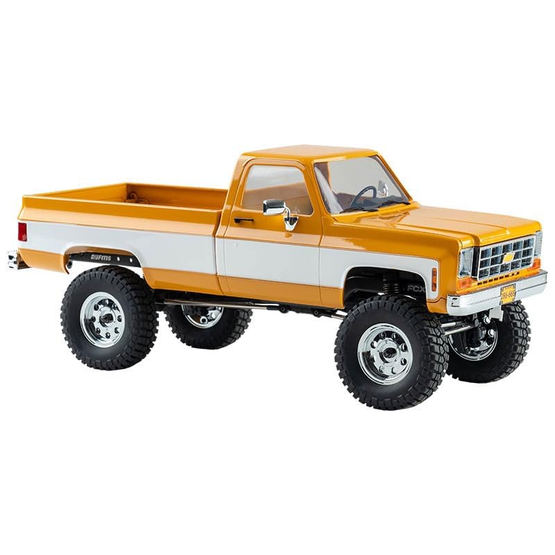 FCX18S FMS 1/18 Chevrolet K10 S RC Truck, Officially Licensed 4WD RC Crawler 2 Speeds Switch with LED Lights, Off-Road RC Model for Adults (Yellow) - color: Yellow