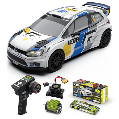 RLAARLO 1/12 Brushelss RC Cars for Adult Top Speed 50+ MPH Rally Car All Terrain RC Truck 4W Off-Road Monster Trucks with Gyro Waterproof Remote Control Car (White) - color: Blue-white