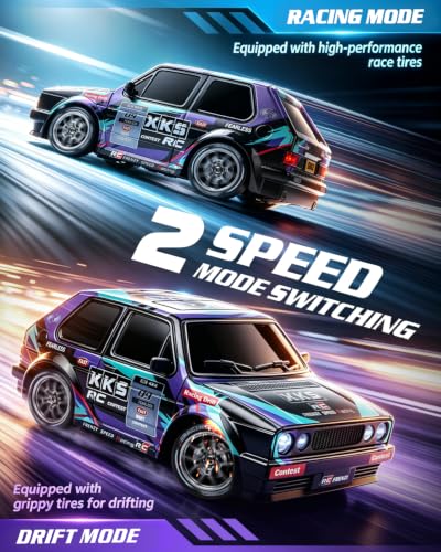 RC Drift Car with Racing Livery 4WD 1/24 Remote Control Drift Car | 20KM/H High-Speed Classic 80s-Style Sports Hatchback Toy Vehicle with LED Lights, Extra Racing Tires, for Adults and Kids