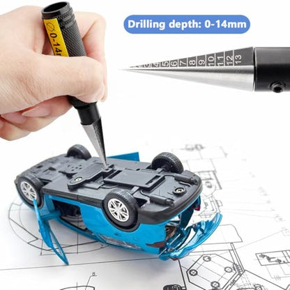 Wolfride 2Pcs 0-14mm Drill Puncher Reamer, Hole Opener Reamer Head Bevel Design, Reaming Knife Drill Tool for RC Car Hole Opener Expanding Drill