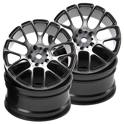 4Pcs Vgoohobby Aluminum Wheel Rims 12mm Hex Hub Width 26mm Compatible with 1/10 Tamiya TT-01 Kyosho RedCat Sakura HSP HPI 1/10 On-Road Racing Touring RC Drift Car (Black) - color: Black