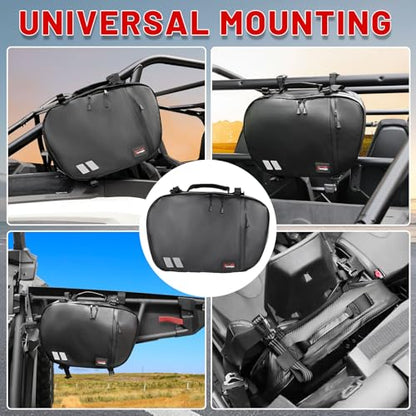 UTV Belt Bag SXS Universal Water Resistant Roll Bar Storage | Fit 1.75-2 In Rollbar; CVT Tool Organizer; Compatible with Maverick X3 Commander Defender Ranger RZR Talon Pionner All Model