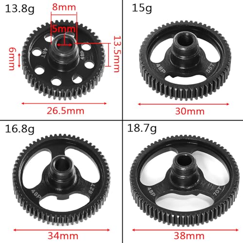 Spur Gear 48T 55T 62T 70T 48P Hardened Steel Gears for Traxxas 1/10 Ford Bronco 4-Tec 2.0/4-TEC 3.0 Upgrade Parts (55T) - size: 55T
