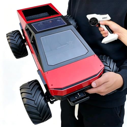 1/8 Scale Large Remote Control Cyber Pickup Truck, 4WD Off-Road RC Monster Truck, 2.4Ghz All-Terrain Climbing Car with Sound & Light Effects, Alloy Body, Ideal Gift for Kids Age 6+ - color: 1/8 Truck