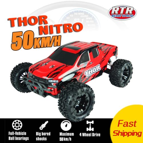 Helixsun VRX RH101 1/10 Scale 4WD Monster Truck 18CXP Nitro 2.4G High-Speed RC Car, Agile Steering, Smooth Ride - R0066 RTR Version - color: Red