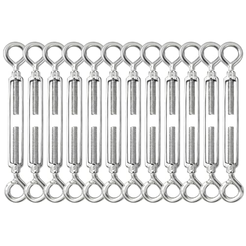 12PCS M5 Eye and Eye Stainless Steel Turnbuckle for Shade Sail | Corrosion-resistant,Easy Installation,Heavy Duty ,for Cable Tent Sun Shade,Garden Decor - size: M5-12PCS-OO