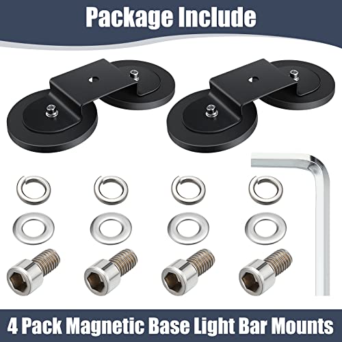 4 Pcs Magnetic Light Bar Mounts Universal Magnet Mount Holder with Rubber Pad for Off Road SUV Truck Lamp Roof Bar Fog Light
