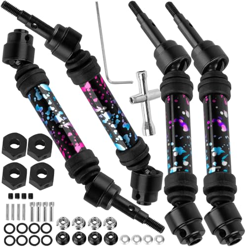 Drive Shaft Axles Upgrades Part for 1/10 4WD Slash/Rustler/Stampede/Jat0 4X4(BL-2s)(VXL),F0rd F15O,RC Front & Rear Steel DriveShaft CVD w/Hex Hops Up,#9051#9052,Colour - color: Colour - (4pcs Driveshafts)
