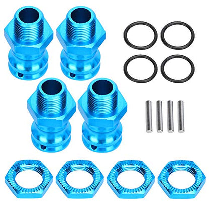 Wheel Hex Hub Adapter Extension Conversion 4pcs Aluminum Alloy 17mm Hex 23mm Wheel Extension Adapter for 1 8 RC Car Model (Blue)