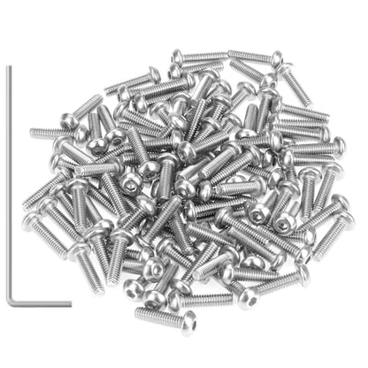 105 Pieces M2.5 x 10mm Button Head Socket Cap Screws, Thread Pitch 0.45mm, Sutemribor M2.5 Screws, 304 Stainless Steel, Fully Threaded, Silver - size: M2.5 x 10mm, style: Button Head