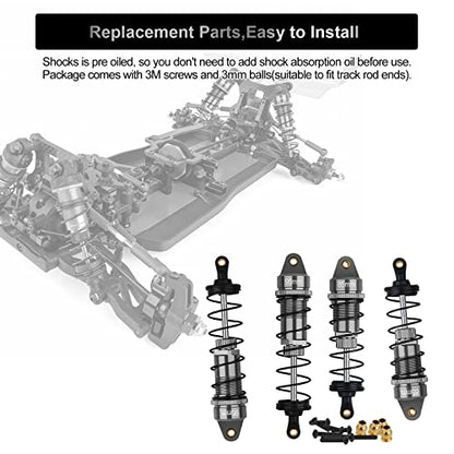 4Pcs RC Shocks Set 1:10 Scale 85mm Front Shocks & 95mm Rear Shocks | Replacement Parts Fits for 1/10 1/12 WLtoys 104001,124019, Kyosho, Tamiya, Losi RC Buggy/Racing Cars (Gray) - color: 1/10 Scale Titanium Grey