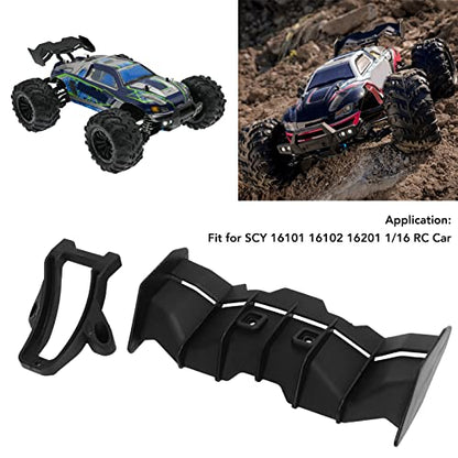 RC Car Rear Wing, Lightweight Low Profile Tail Wing for 1/16 Scale RC Cars Black for Off-Road Racing High-Speed Driving and Hobbyist Use