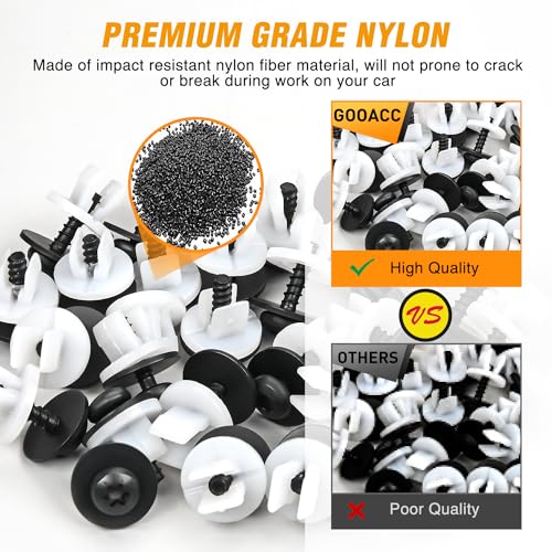 GOOACC 60Pcs Fender Liner Bumper Cover Splash Shield Hex Head Screw with Nylon U Nuts Kit for Fastening Front on Mazda 2, 5, 6, CX-5, CX-7 & CX-9 2014 – 2010 - color: 20 Sets License Plate Screw
