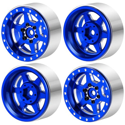 1.3inch Aluminium Beadlock Wheel Hub Rims for Axial SCX24 TRX4M 1/18 1/24 RC Crawler Car Upgrade Parts (Blue) - color: Blue