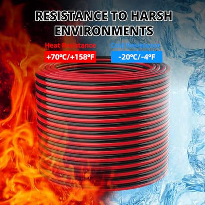NAOEVO 12 Gauge Wire 2 Conductors, CCA Red Black Electrical Wire, 200FT | Flexible, High Conductivity & Wear-Resistant 12 AWG Wire with PVC insulation for Automotive, Speaker, LED, Marine, 12V/24V DC - size: 200ft, style: 12AWG