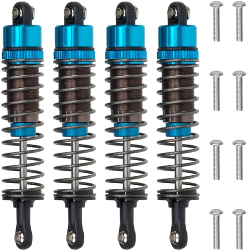 1/10 RC Crawler Shocks 4Pcs 85mm Aluminum Oil Filled Absorber Adjustable Damper Set for Tamiya CC-02 Axial SCX10 Capra D90 TRX4 Upgrades Parts (Blue)