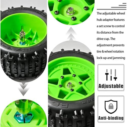 Aluminum 12mm Hex Wheel Hub 4Pcs w/Axle Pin M4 Flange Lock Nut Standard M3 M4 Nut 6mm Thickness Wheel Drive Adapter for 1/10 Traxxas HSP Redcat Rc4wd Tamiya Axial SCX10 WLtoy RC Car(25Pcs) - color: Sky Blue, size: 6.0 Sky Blue