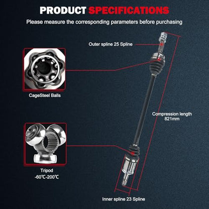 cciyu CV Axle Shaft Assembly for Dodge Caliber 2007 2008 - Replace NCV12601 | for Jeep Compass/Patriot 2007 2008 2009 2010 2011 2012 2013 2014 2015 2016 2017 - Rear Right - size: 17-9592