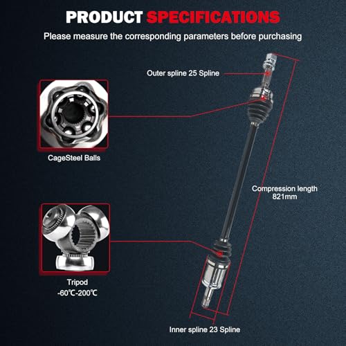 cciyu CV Axle Shaft Assembly for Dodge Caliber 2007 2008 - Replace NCV12601 | for Jeep Compass/Patriot 2007 2008 2009 2010 2011 2012 2013 2014 2015 2016 2017 - Rear Right - size: 17-9592