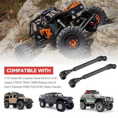 2pcs Hobbyfire 1/10 RC Crawler Drive Shafts Steel Universal Joint Driveshaft Heavy Duty for Axial SCX10 II III TRX4 Redcat Gen8 Gen7 Element Upgrades Parts(129-198mm) - style: 129-198mm