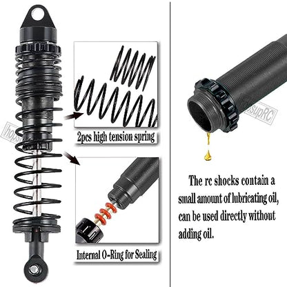 Full Aluminum Big Bore RC Shocks Absorber Damper Upgrades Part for 1/10 Slash/Stampede/Rustler/Bandit VXL 4X4 2WD,Front Rear Assembled Full Metal Shocks,4PCS Black - color: Black/4pcs